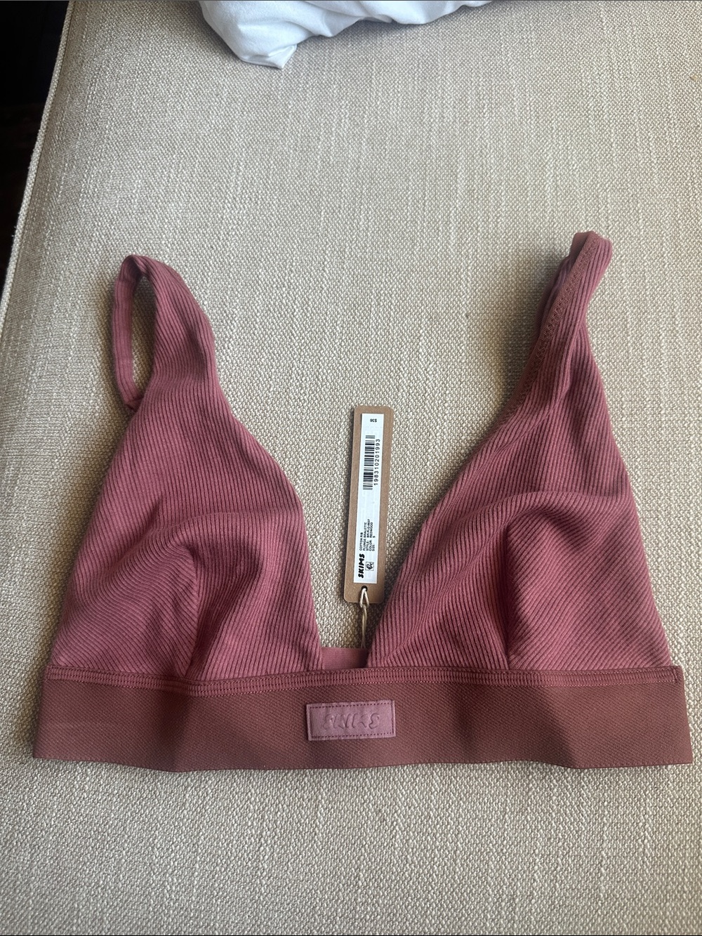 SKIMS Ribbed Triangle Bralette in Dusty Rose